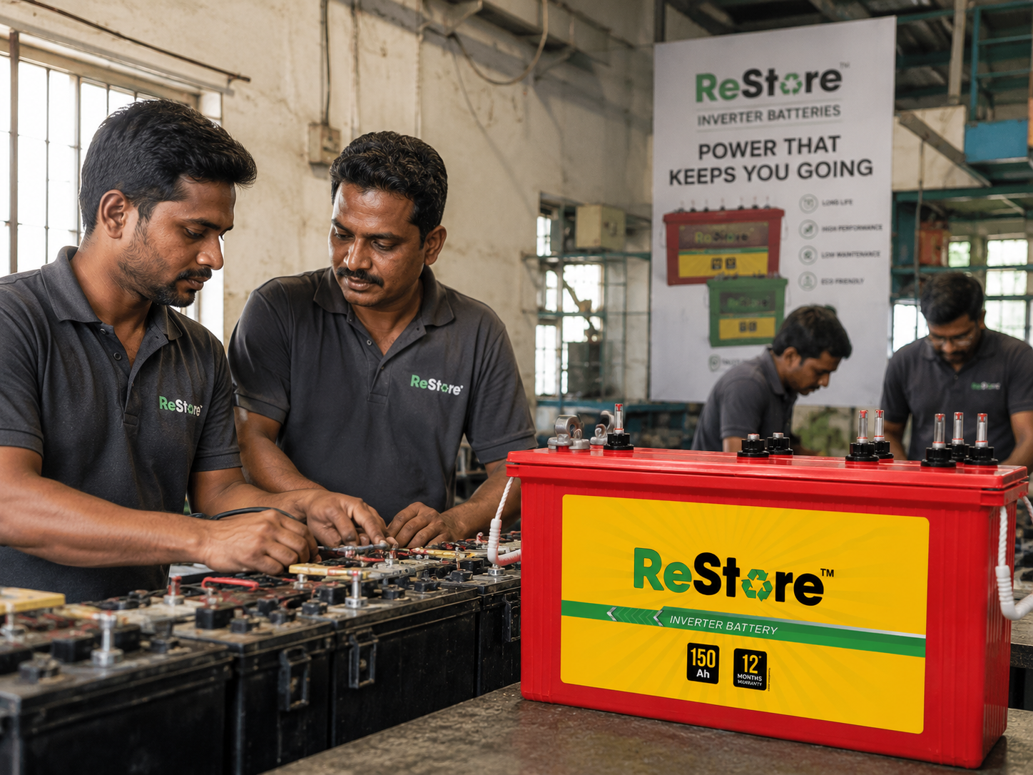 ReStore field engineers restoring inverter batteries on site