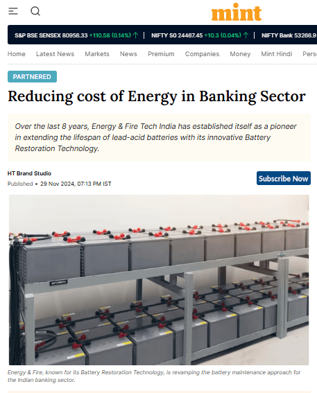 Reducing cost of Energy in Banking Sector